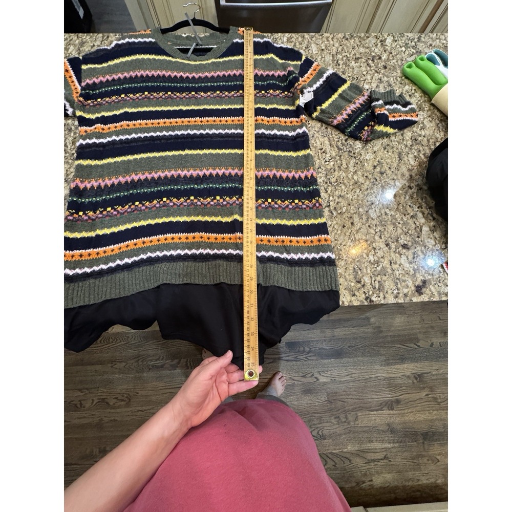 By Anthropologie Layered Sweater Dress Multicolor Striped Size Large Stripe Wool - Picture 9 of 11